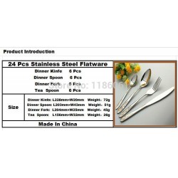 24pcs Stainless Steel  Sets Gold Plated Cutlery  Dinner Set Tableware Silverware Dinner For 6 people