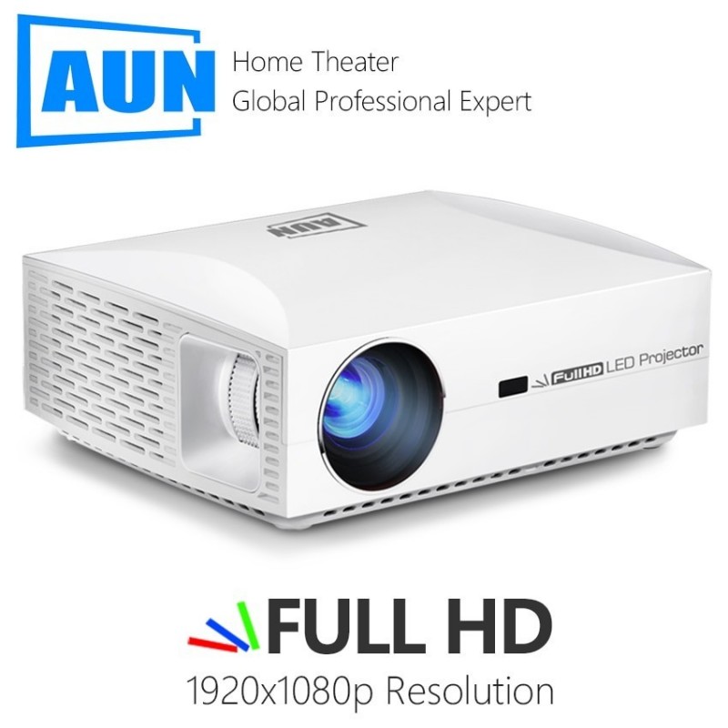 AUN proyector LED F30 1920x1080 resolucin P Mejora de 6500 lmenes Mini proyector Full HD para c