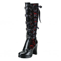Botas de plataforma de piel atadas de Cosplay de mujer botas de moo gtico zapatos de mujer chaissu