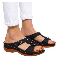 Women Summer Buckle Strap Wedges Beach Open Toe Breathable Sandals Fashion Shoes zapatos de mujer