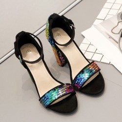 New Arrival Women Spring Pumps Shoes Sandals Sequined High Heels Ankle Strap Party Shoes zapato