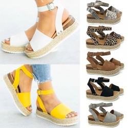 New Women Platform Sandals Ankle Strap Comfy Summer Beach Peep Toe Shoes BS88