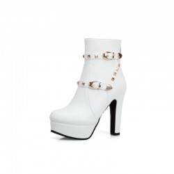 Ladies Shoes High Heels white Ankle Boots