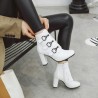 Womens Ankle Boots High Heels Boots Zipper Round Toe Winter Ladies Boots White yellow Black Boots Wo