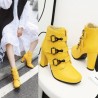 Womens Ankle Boots High Heels Boots Zipper Round Toe Winter Ladies Boots White yellow Black Boots Wo