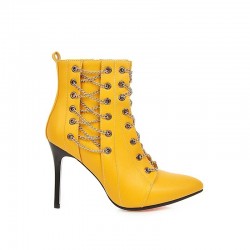 Calle sexy puntiagudas botas de tobillo cadena metlica cremallera negro blanco amarillo rojo azul s