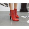 Street sexy pointed toe ankle boots metal chain zipper black white yellow red blue stiletto high-hee