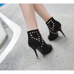 sexy high heel boots sexy pointed toe ankle boots woman fashion rivets zipper green yellow black thin