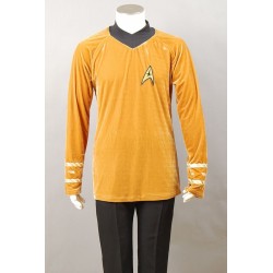 Traje de Cosplay Star TOS Captain Kirk Trek azul oro amarillo T Shirt traje uniforme XS-XXXL