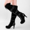 Fashion Women Classic Gothic Boots Cosplay Black Vegan Leather Over Knee Lolita Bows Ankle Punk Boot