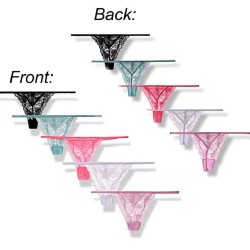 5 Pairs pack Womens  Sexy G-String Lace Floral Panties Briefs Thongs Transparent Lace T Back