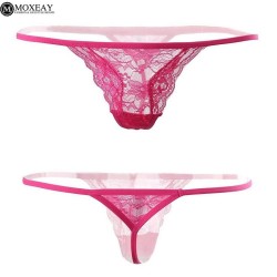 Moxeay 5 uds mujeres mujer sexy G-String encaje Floral bragas tangas transparente encaje T Back Pan