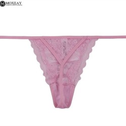 Moxeay 5 uds mujeres mujer sexy G-String encaje Floral bragas tangas transparente encaje T Back Pan