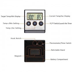 Digital Oven Thermometer Kitchen Food Cooking Meat BBQ Probe Thermometer With Timer Water Milk Tempe