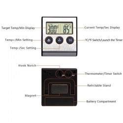 Termmetro Digital para horno Cocina Comida cocina carne barbacoa sonda termmetro con temporizador
