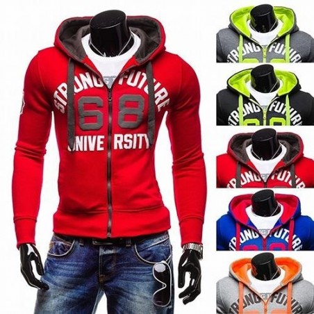 Casuales de los hombres chaqueta con cremallera Sudadera con capucha Tops chaqueta Outwear