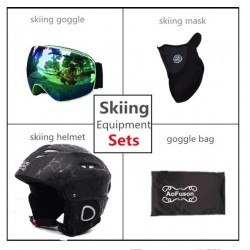 Snowboard esqu casco con Anti-niebla gafas de esqu moldeado integralmente transpirable casco doble