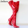 Sorbern Custom Metal Heeled Pointed Toe Over The Knee Boots High Heels Black White Stiletto Boots De