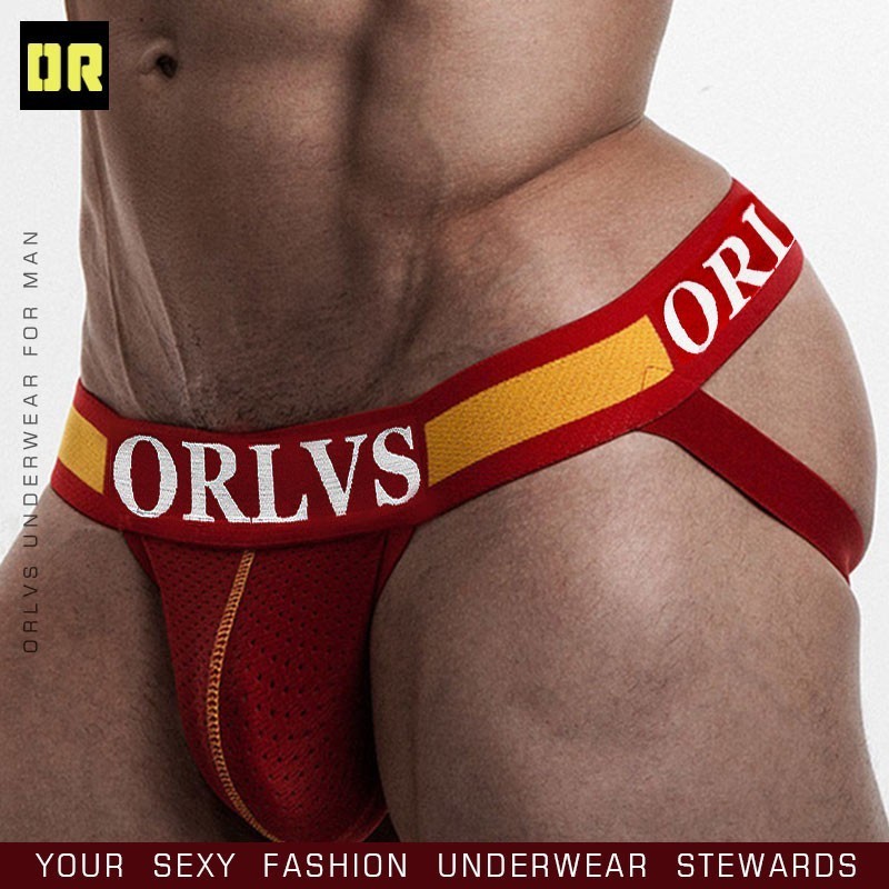 O de los hombres de la marca de suspensorio de red ropa interior G-Strings  tangas Sexy suspensorio