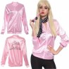 2019 Chaqueta corta para mujer con letra de color slido estampada de manga larga con cremallera