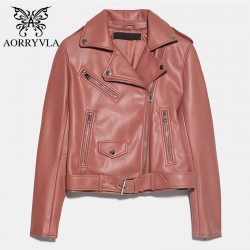 AORRVLA 2020 nueva coleccin chaqueta de cuero para mujer chaqueta de piel sinttica con cuello vue