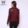 Faux PU Leather Jacket Women Turn-Down Collar