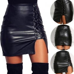 Explosive Belt Under The Open Fork Leather Skirt