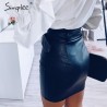 Sexy black PU leather pencil mini skirt