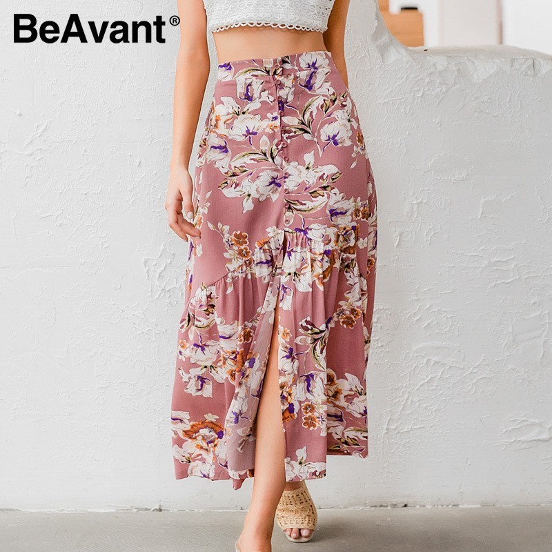 Faldas Retro con estampado Floral BeAvant para mujer de cintura alta para vacaciones de verano falda