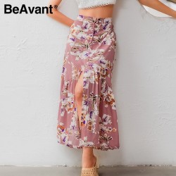 Faldas Retro con estampado Floral BeAvant para mujer de cintura alta para vacaciones de verano falda