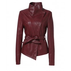 Nueva chaqueta de cuero AORRYVLA para Primavera color rojo cuello vuelto longitud corta Estilo D