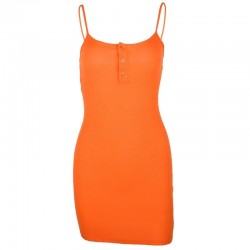 Toplook orange sexy dress women summer  casual solid mini Sleeveless dresses club party V-neck s