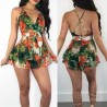 New Fashion Women Sleeveless Floral Bodysuits Summer Beachwear Party Bodysuit Feminino Sexy V-n