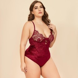 Red Plus Size Elegant Bodysuit