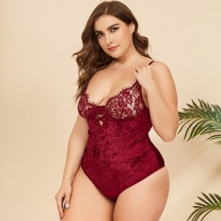 Red Plus Size Elegant Bodysuit