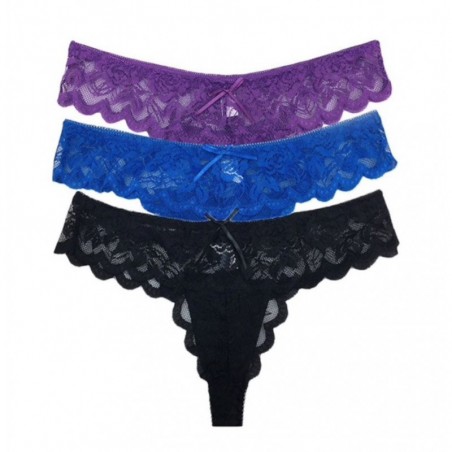 Sexis tangas de algodn con encaje en 6 colores para mujer ropa interior con Tanga bragas Bragas