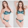 Talla grande 32 34 36 38 40 C D DD E F Copa mujeres Sexy Push Up caqui conjuntos de sujetador floral