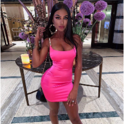 Vestido satinado rosa brillante mujeres Sexy verano vestido 2019 Delgado cristal lentejuelas correas