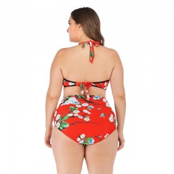 Traje de bao Bikini de cintura alta con relleno sin alambre para mujer Tankini de talla grande
