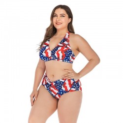 Mujer Tankini estampado Halter Top alta cintura Bikini traje de bao seora alambre gratis sujetador