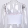 Angel Print White Crop Tops Off Shoulder Backless Summer Spaghetti Strap Top Sleeveless Sexy