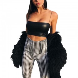 PU Leather Cropped Top