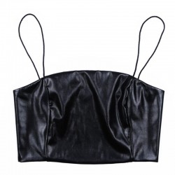 PU Leather Cropped Top