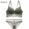 Bra and Panties Set Lace Brassiere Wire Free Embroider Lingerie Set Thin Cotton Deep