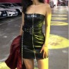 Faux Leather Strapless Dress