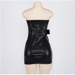 Faux Leather Strapless Dress