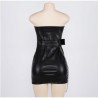 Faux Leather Strapless Dress