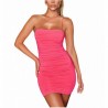 Mini vestido de verano Sexy con tirantes finos con un hombro fruncido para mujer