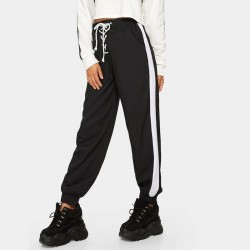 2019 Otoo de las mujeres pantalones de chndal de Criss-cross Jogger pantalones lado a rayas de la