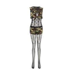 Sexy juego de rol tops militares y pantalones cortos camuflaje mascarada disfraces Halloween mujeres